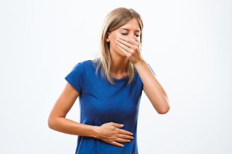 woman feeling sick