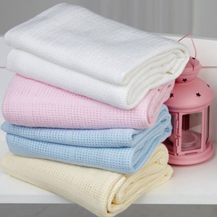 100 Cotton 'Cellular' Moses Blanket 3 Colours