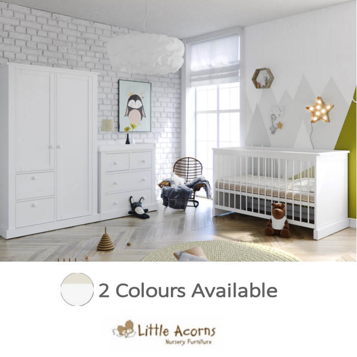 Little Acorns Luxury Sophia Cot Bed 5 Piece Nursery Room Set With