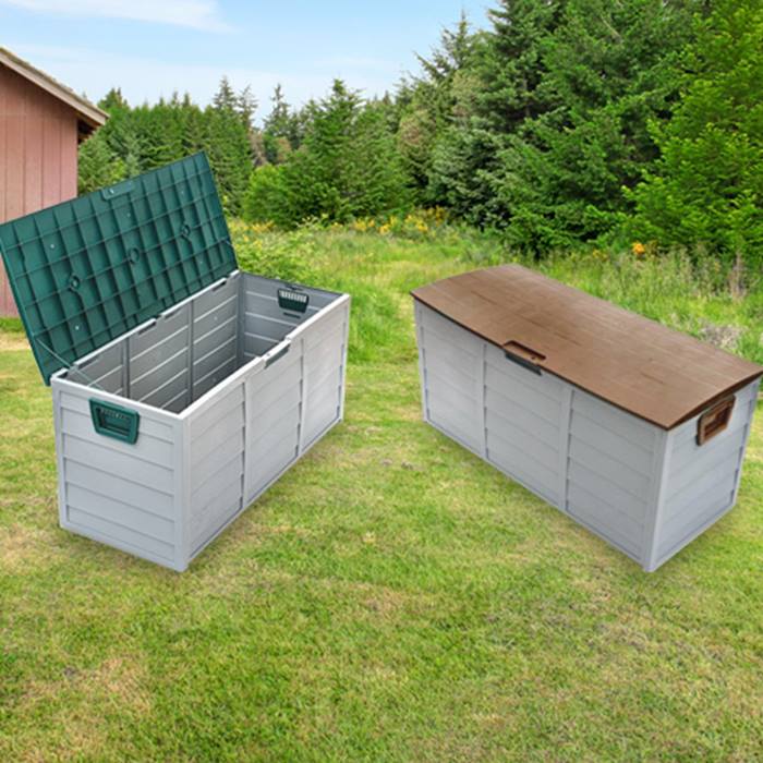 XXL 290L Weatherproof Garden Storage Box with Wheels 2 Colours