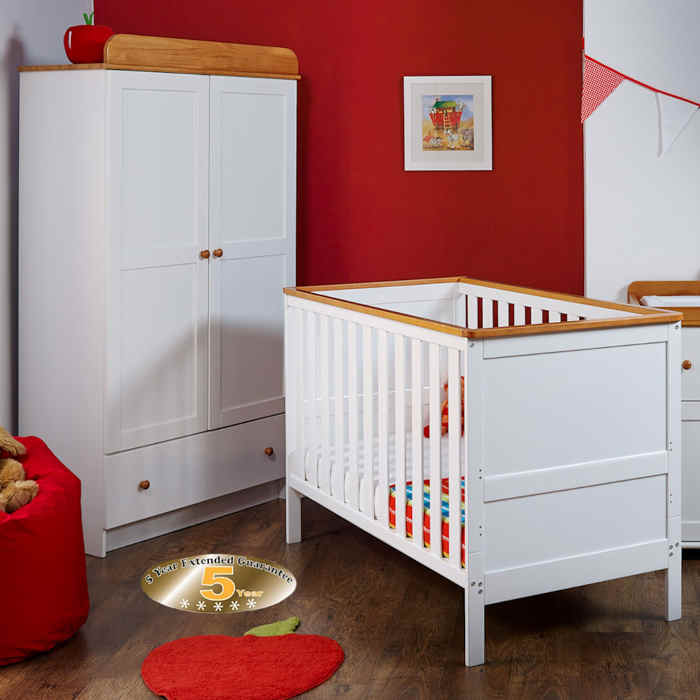white and pine cot bed