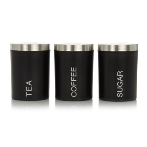 asda tea coffee sugar canisters black