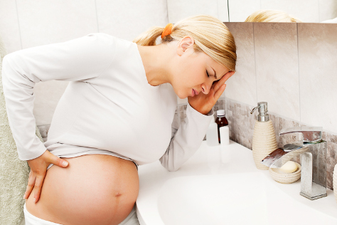 Pregnant woman with morning sickness