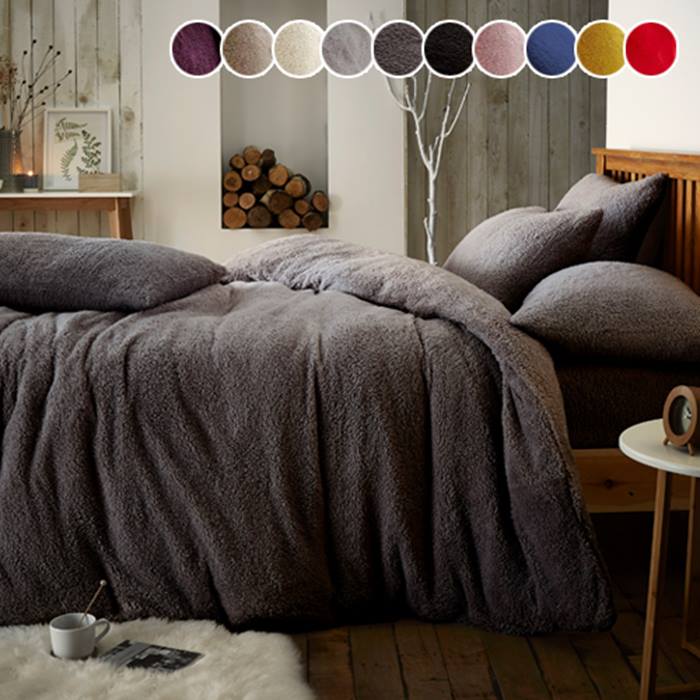Teddy Fleece Duvet Cover Set 3 Sizes & 10 Colours