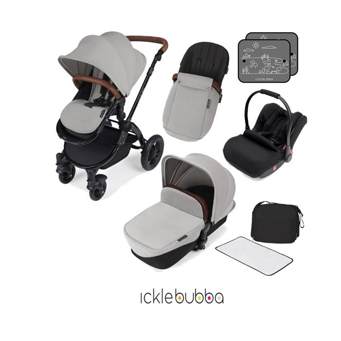 Ickle Bubba Stomp V3 Black Frame 3in1 Travel System - Silver