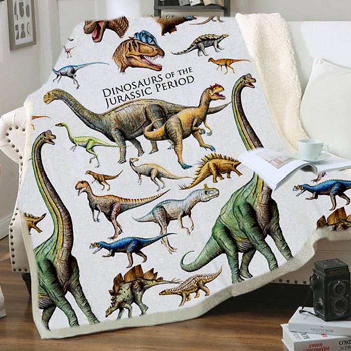 Dinosaur Sherpa Fleece Blanket 5 Designs