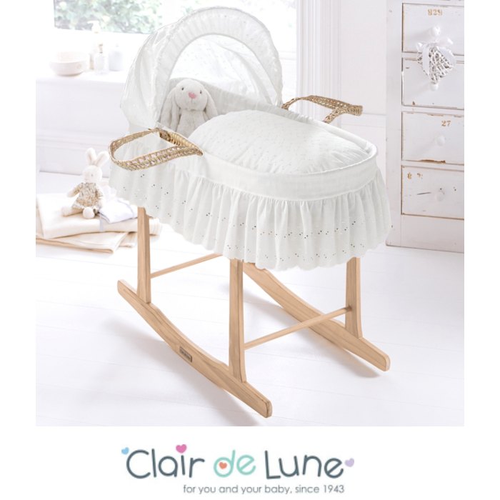clair de lune moses basket stand white