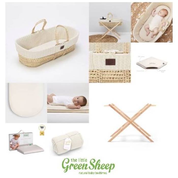 The Little Green Sheep Natural Knitted 6pc Moses Basket Bundle