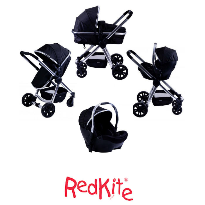 Red Kite Push Me Fusion 3in1 Pram / Pushchair Travel System Onyx Black