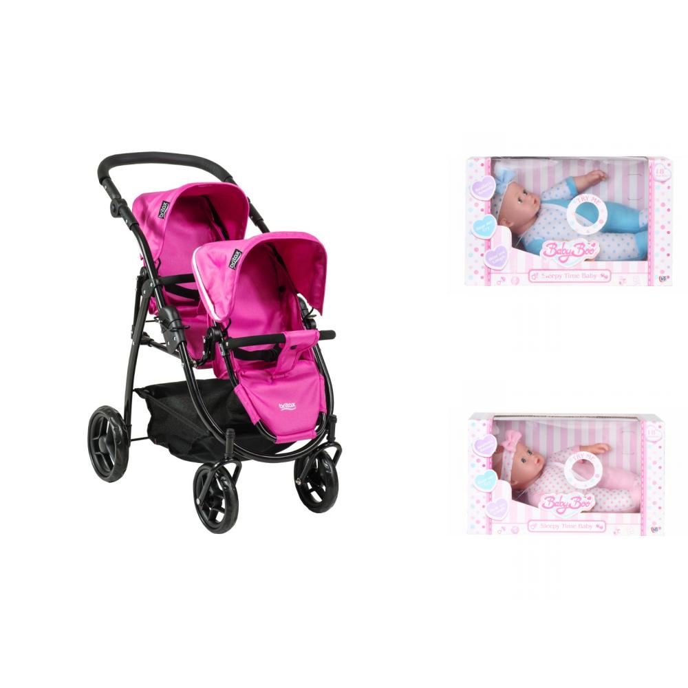 britax duo twin dolls buggy pink